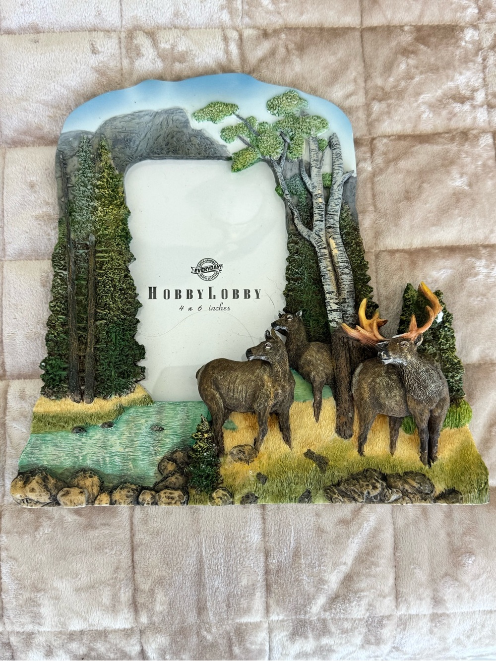 Hobby Lobby Woodland Moose Photo Frame - Brown, Green & Blue